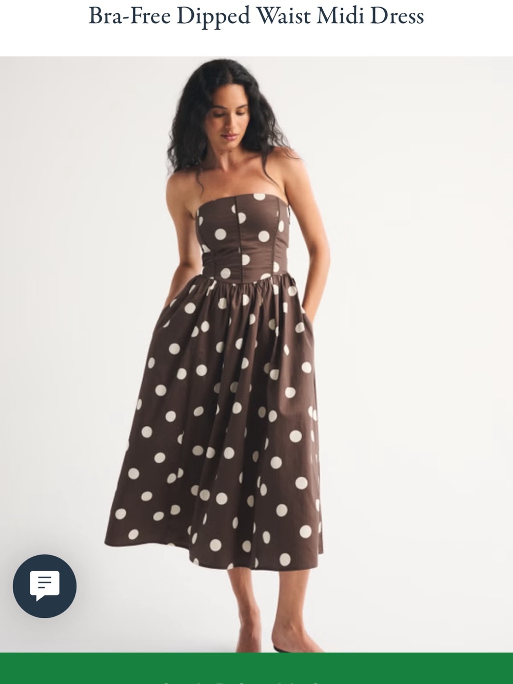 Abercrombie & Fitch Bra Free Brown Polka Dot Midi Dress - Picture 1 of 12